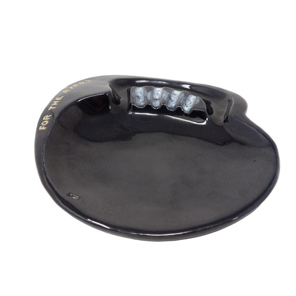 Vintage MCM "For the Byrds" Black Ashtray. Marked Anna Van Briggle Colo. Spgs. - Picture 4 of 9